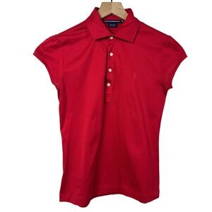 Ralph Lauren Sport Polo Shirt Women's Medium Preppy Red Cap Sleeve Cotton